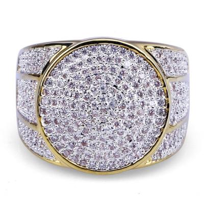 China Hiphop Microset Zircon Hippie Electroplating Gold Iced Out Rings Hip Hop for sale