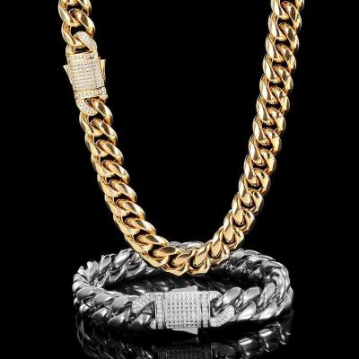 China Hip Chains Hip Hop Chains Necklace Ice Gold Clasp Circular Cuban Double Sided Mens Punk Jewelry for sale