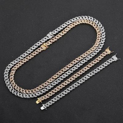 China Clasp Gold Ice Jewelry Mens Necklace Ice Punk Circular Cuban Double Sided Chain for sale