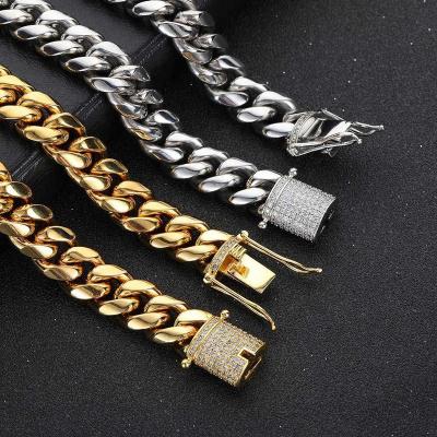 China Punk Double Sided Clasp Men's Circular Cuban Chain Link Gold Cuban Chain for sale