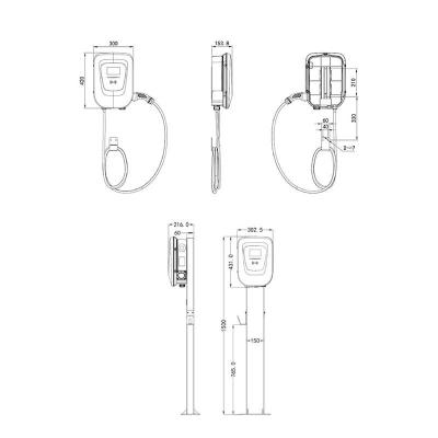 China 300*154*420mm Fast Wall Mounted EV AC Charger For Electric Vehicle for sale