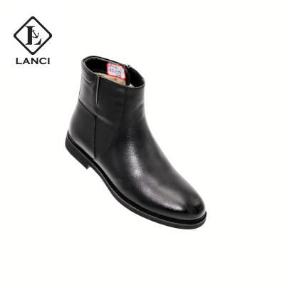 China LANCI Waterproof Tip Brown Black No Lace Leather Increase Casual Boots Leather Genuine Elevator Shoes For Men for sale