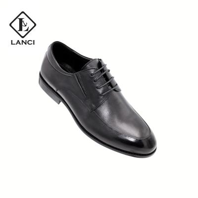 China Wholesale LANCI 2022 Factory Fashion Trend Men's Stylish Shoes Italian Black Leather Genuine Leather Shoes Men's Shoes for sale