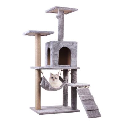 China Hot-selling Big Cat TR Big Cat House Game Scratch Column Apartment Furniture Large Tower Scratcher Wooden Cat Treehouse Wholesale Brand New for sale