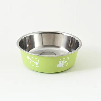 China Portable Hot Selling Non-Slip Slow Stain Stainless Steel Color Spray Paint Dog Bowl Pet Feeder Pet Food Dog Bowl Durable for sale