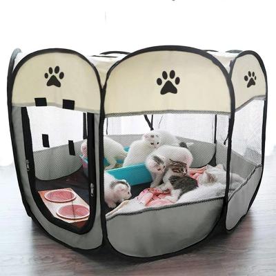 China Wholesale Viable Foldable Portable Breathable Nylon Waterproof Fashion Pet Tent Outdoor Octagonal Pet House For Cats And Dogs for sale