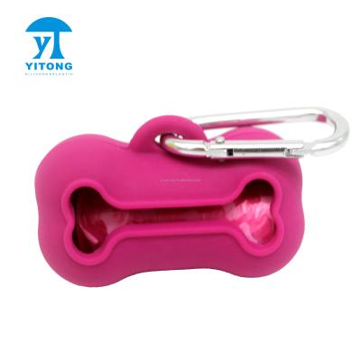 China Dog Viable Outdoor Portable Pet Dispenser Silicone Holder Poop Dog Waste Bag Cleaning Rack for sale