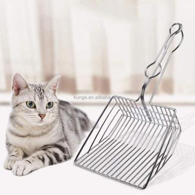 China Spot Viable Goods! Wholesale Long Handle Shovel Spoon Kitty's Deep Metal Cat Litter Scoop With Handle And Hook Holder for sale