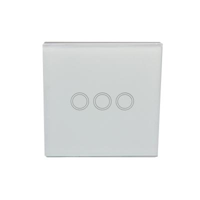 China 3-Gang Smart Home WIFI 3-Gang Touch Wall Switch 4mm Tempered Glass Cover Phone APP Control Wall Switch for sale