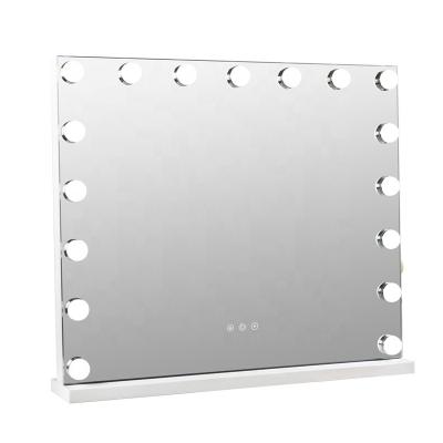 China High Grade Silver Single Hollywood Bulb Mirror Fashion Bathroom/Bedroom 17pcs Stainless Steel Make Up LED Light Mirrors With USB for sale