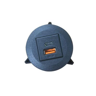 China Residential / General-Purpose USB (A+C) Electrical Socket Type-C Plug Black Round Desktop 18W Power Outlet for sale