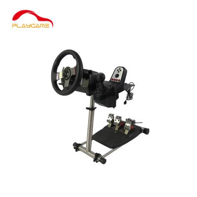 China Factory Direct Selling Price Destity High Steel Black Racing Game Wheel Leather Folding Rack for sale