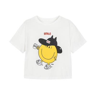 China Mianzhi Anti-Shrink Breathable Moisture Wicking Cartoon Pure Smiling Face Short Sleeve Cotton Children's Wholesale T-shirt For Kids for sale