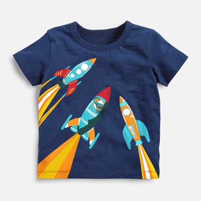 China Wholesale 2T-7T Causal Loose Rocket Print Fashion Cotton 2pcs Short Sleeve Toddler Baby Boy Toddler Shorts Children Clothing Sets for sale