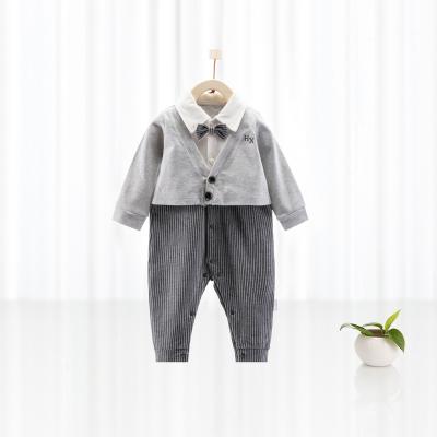 China High Quality 100% Lovely Cotton Gentleman Prince Suit Style Boy Toddler Spring Baby Romper For New Years And Party for sale