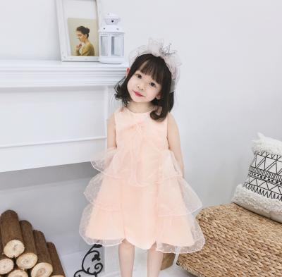 China Wholesale Summer Washable Casual Sleeveless Toddler Long Maxi Mesh Layered Princess Tutu Dress For Girls Kids for sale