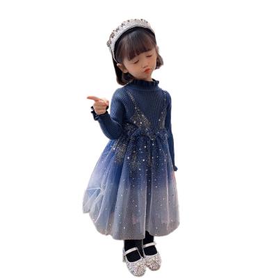 China Autumn And Winter Breathable Sweaters Gradually Change Color Luxury Kids Wedding Girls Dresses Princess for sale