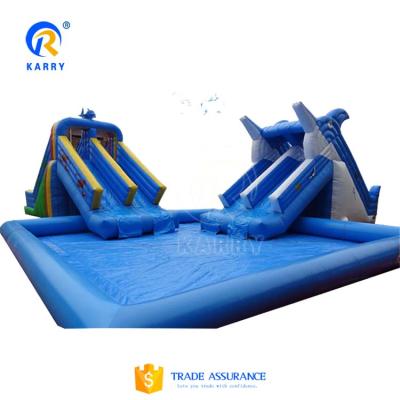 China Commercial Inflatable Amusement Park Water Park Slide With Swimming Pool, Land Mobile Water Park For Sale for sale