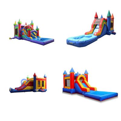 China Combo bounce house(wet/dry)/cheap inflatable castle jumping slide combo with swimming pool for rental for sale