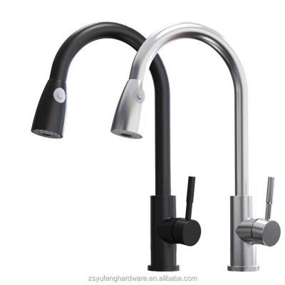 China Modern Custom pull 304 stainless steel kitchen faucet,  hot and cold black pull  wash basin faucet for sale