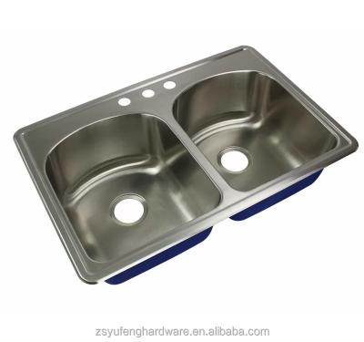 China Without Faucet New design undermount stainless steel corner laundry sink double bowl kitchen sink for sale