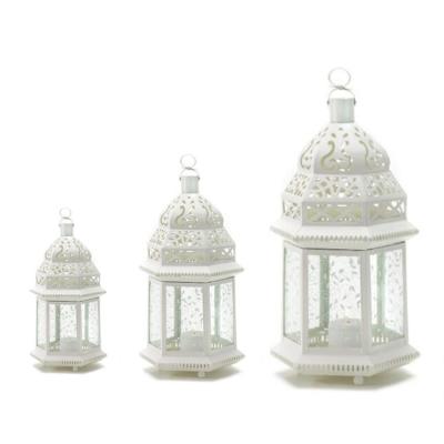 China Home Decoration Moroccan Decorative Metal Lanterns With Special Glass For Candles for sale