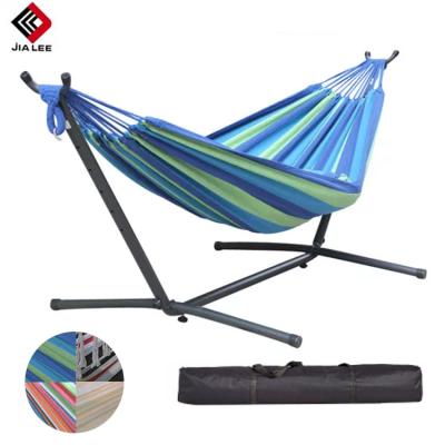 China Classic Cheap Outdoor Adult Folding Iron Hammock Stand Portable Garden Hammock With Metal Frame for sale