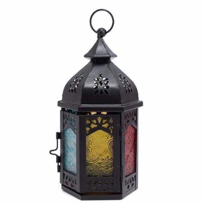 China Hot Selling Home Decor Metal Lantern Home Or Garden Home Lantern With Color Glass Iron Europe Inner Box+Master Carton Yes, Yes for sale