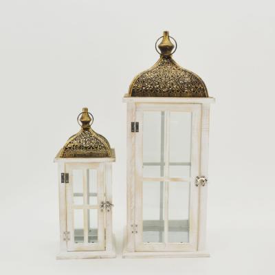 China European Home High Quality Cavity Candle Style Decoration Top Wood Lantern For Garden Decoration for sale