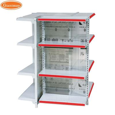 China Giantmay Grocery Store Display Rack Double Sided Gondola For Pharmacy 4 Tiers Supermarket Shelves for sale