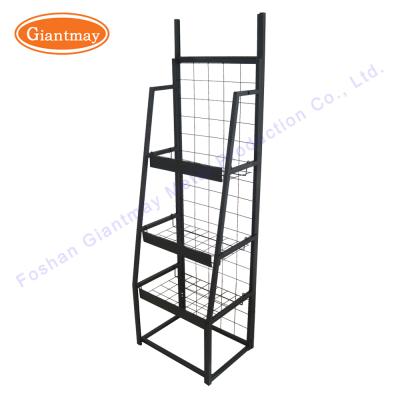 China Retail/Florist Shop Floor Rack Steel Wire Basket Metal Wire Shelf Tray Holder for sale