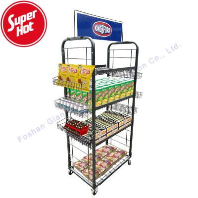 China Wholesale Easy Assembly Candy Rack Chip Shelf Biscuit Display Chocolate Potato Store Bar Snack Rack for sale