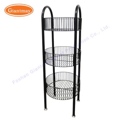 China Circular Knockdown 3 Tiers Metal Wire Rack Display Stand For Toy for sale