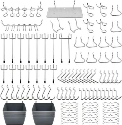 China Retail Industry Organizing Various Tools Wholesale 140 Piece Wall Storage Hook Set With Pegboard Bins for sale