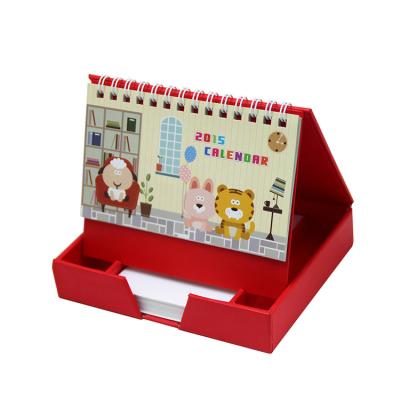 China Table calendar 2021 hot sale wire-0 teardrop desk calendar with notepad printing in china for sale