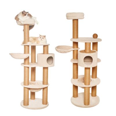 China 2022 Viable Best Wholesale Custom Pet Rest and Interactive Cat Climbing Tree Cat Scratching Tower Game for sale