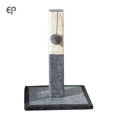 China 2022 Factory New Small Solid Wood Cat Tree White Gray Cats Scratcher Plush Ball Furniture Cat Scratching Post Viable for sale