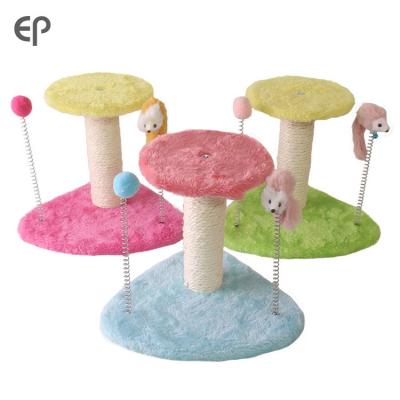 China Viable New Style Small Cute Various Colors Cats Pet Tree Sisal Rope Cat Scratching Post Cat Climbing Frame for sale