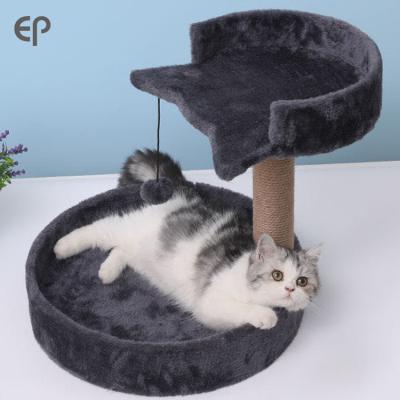 China Supply Quality Wholesale Cat Scratch Round Base Small Cat Tree Stuffed Plush Ball Viable Cat Supplies With Fish Shape for sale