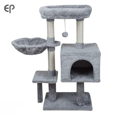 China 2022 Wholesale Viable Tower with Wooden Cat Floor Platform Cat Tree Pet Shelf Luxury Stand for sale