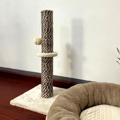 China Sustainable Wholesale Custom Natural Sisal Scratcher Cat Furniture Tower Cat Tree Activity Tower With Hanging Ball for sale