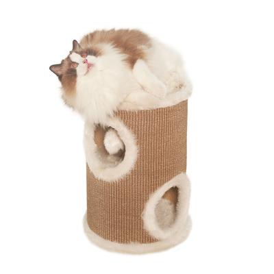 China Hot Selling Viable High Quality Pet Cat Hut High Quality Plush Interactive Cat Climber Scratching Post Tower Cat Tree With Ball for sale