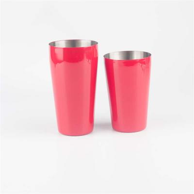 China Reusable; 3 Piece Boston Stainless Steel Durable Custom Red Cocktail Shaker Set In Pack for sale