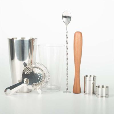 China Reusable; Durable 6 Piece Stainless Steel Bartender Cocktail Shaker Accessories Set Gift Box Set for sale