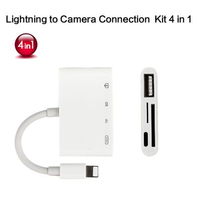 China White Lightning Adapter Converter , Lightning To Camera Connection Kit 4 In 1 for sale