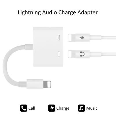 China Lightning Audio And Charge Adapter With Lighting To 2 Lignting Female Plug for sale