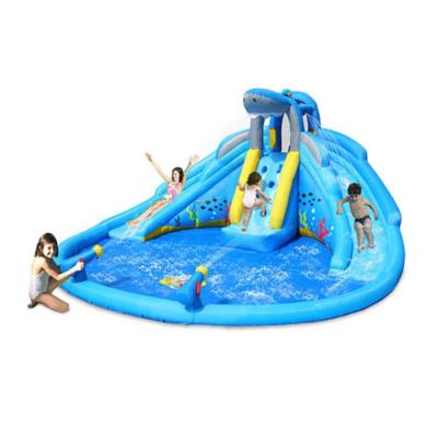 China Plastic Giant Inflatable Pool Water Park Splash Playground Bounce House Combo Slide for sale