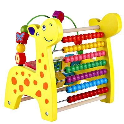 China Edible Wooden Toy Early Education Stationery Animal Cartoon Eraser Giraffe Yellow Abacus For Kids for sale