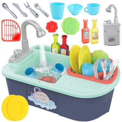 China Plastic Dishwasher Set Simulation Plastic Sink Pool Utensil Play Kitchen Kitchen Set Toy For Kids for sale