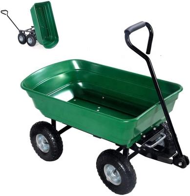 China Storage Tilting Garden Dump Cart Trolley Cart On Wheels Gardening Tipper Truck Wheelbarrow for sale